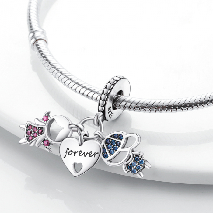 Talisman Argint 925, Charm compatibil Pandora – A boy and a Girl, Bijuterii Nadiela [2]
