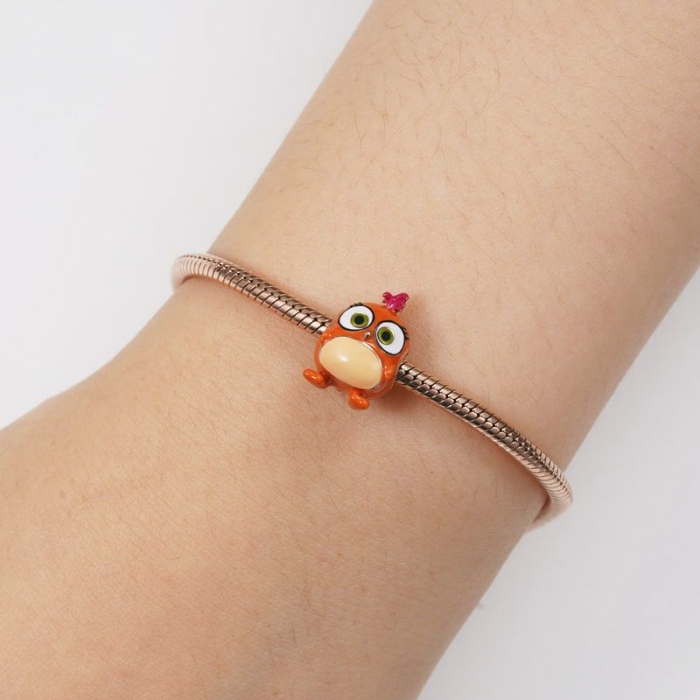 Talisman Argint 925, Charm compatibil Pandora – Orange Angry Birds, Bijuterii Nadiela [3]