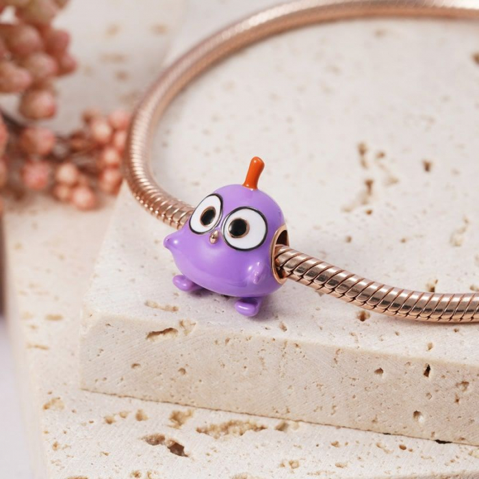 Talisman Argint 925, Charm compatibil Pandora – Purple Angry Birds, Bijuterii Nadiela [2]
