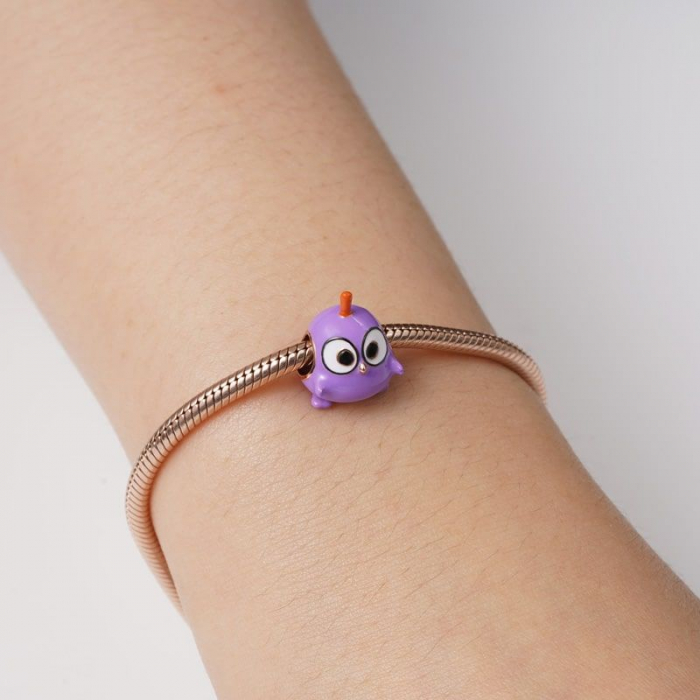 Talisman Argint 925, Charm compatibil Pandora – Purple Angry Birds, Bijuterii Nadiela [3]