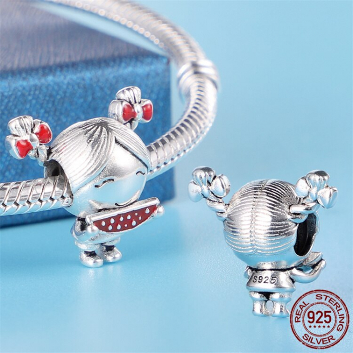 Talisman Argint 925, Charm compatibil Pandora – Fetita cu pepene, Bijuterii Nadiela [2]