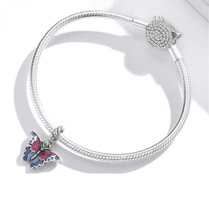 Talisman Argint 925, Charm compatibil Pandora – Fluturas colorat, Bijtuerii Nadiela [3]