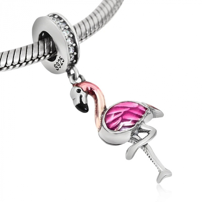 Talisman Argint 925, Charm compatibil Pandora – Flamingo , Bijuterii Nadiela [3]