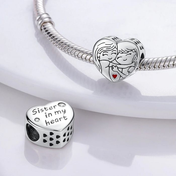 Talisman Argint 925, Charm compatibil Pandora – Sister in my Heart, Bijuterii Nadiela [4]