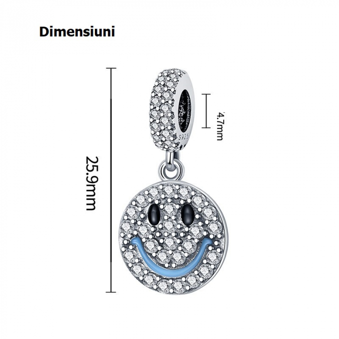 Talisman Argint 925, Charm compatibil Pandora – Smiley Face, Bijuterii Nadiela [2]