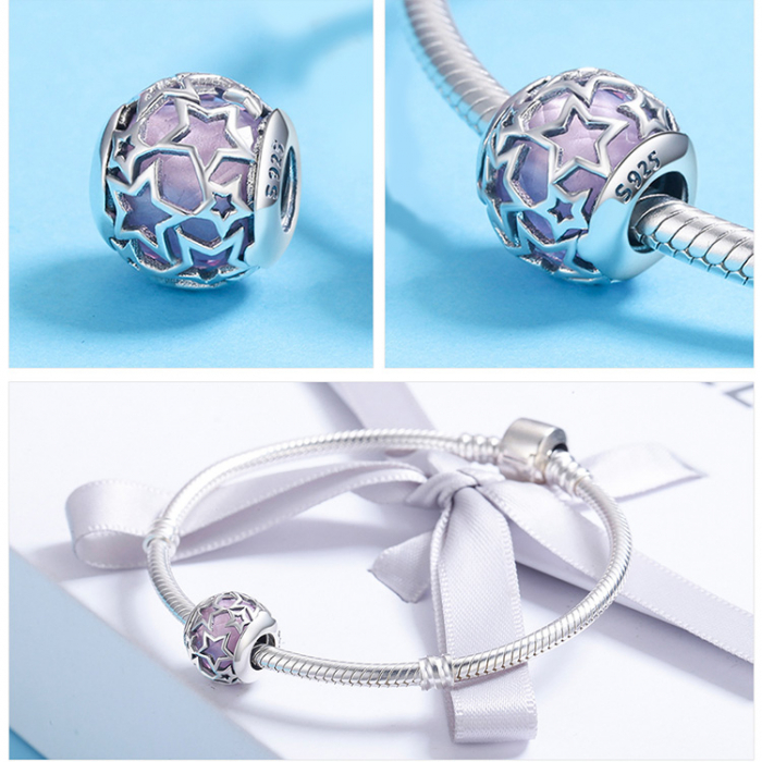 Talisman Argint 925, compatibil Pandora – Pink Stars [2]