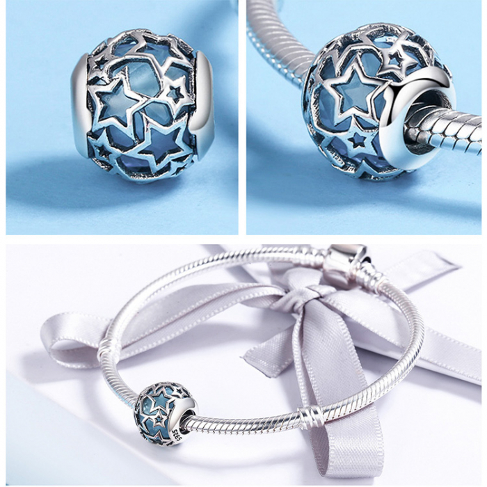 Talisman Argint 925, compatibil Pandora – Blue Stars [2]