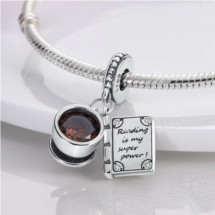 Talisman Argint 925, Charm compatibil Pandora – Reading is my super power, Bijuterii Nadiela [2]