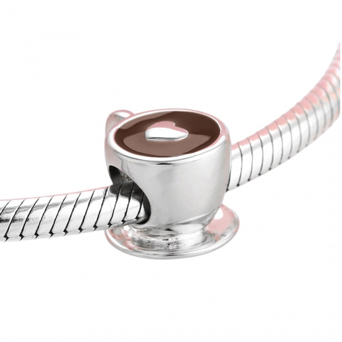 Talisman Argint 925, Charm compatibil Pandora – Coffee Addict, Bijuterii Nadiela [2]