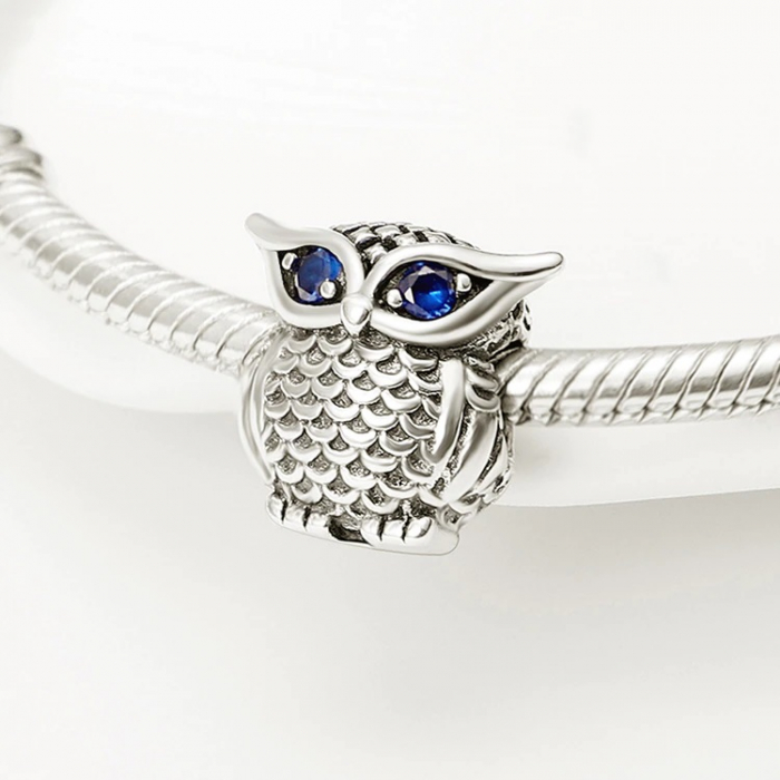 Talisman Argint 925, Charm compatibil Pandora – Lucky Owl, Bijuterii Nadiela [3]