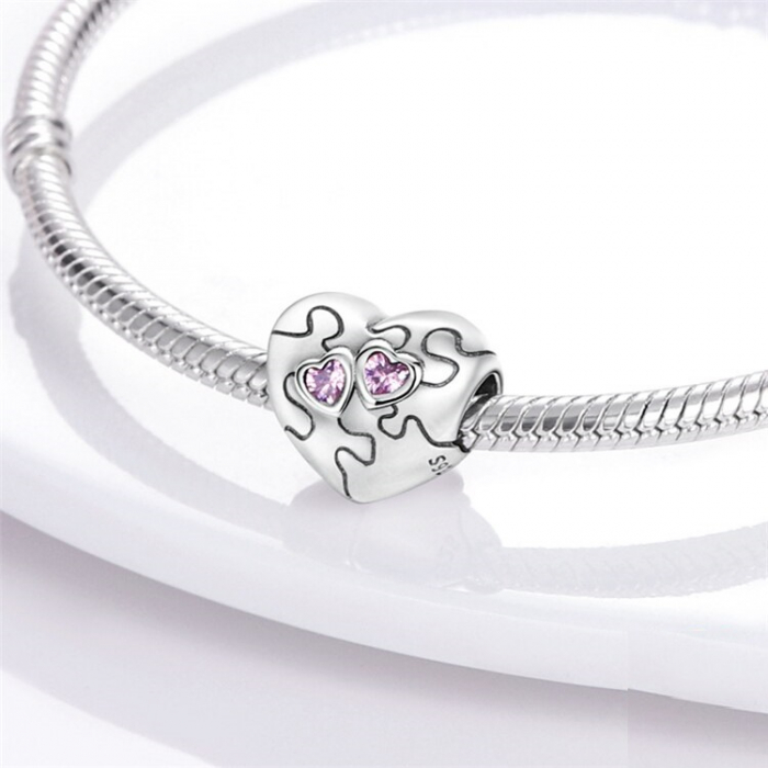 Talisman Argint 925, Charm compatibil Pandora – Heart EKG, Bijuterii Nadiela [3]