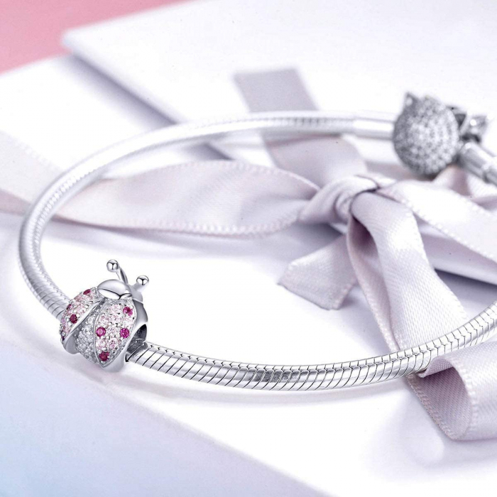 Talisman Argint 925, Charm compatibil Pandora – Lady Bug, Bijuterii Nadiela [2]