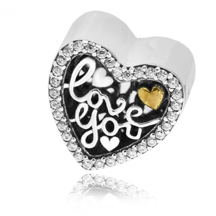 Talisman Argint 925, Charm compatibil Pandora – Love you, Bijuterii Nadiela [2]