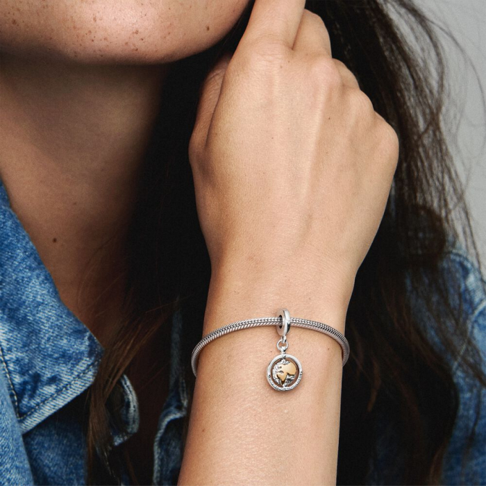 Talisman Argint 925, Charm compatibil Pandora – You mean the world to me, Bijuterii Nadiela [2]