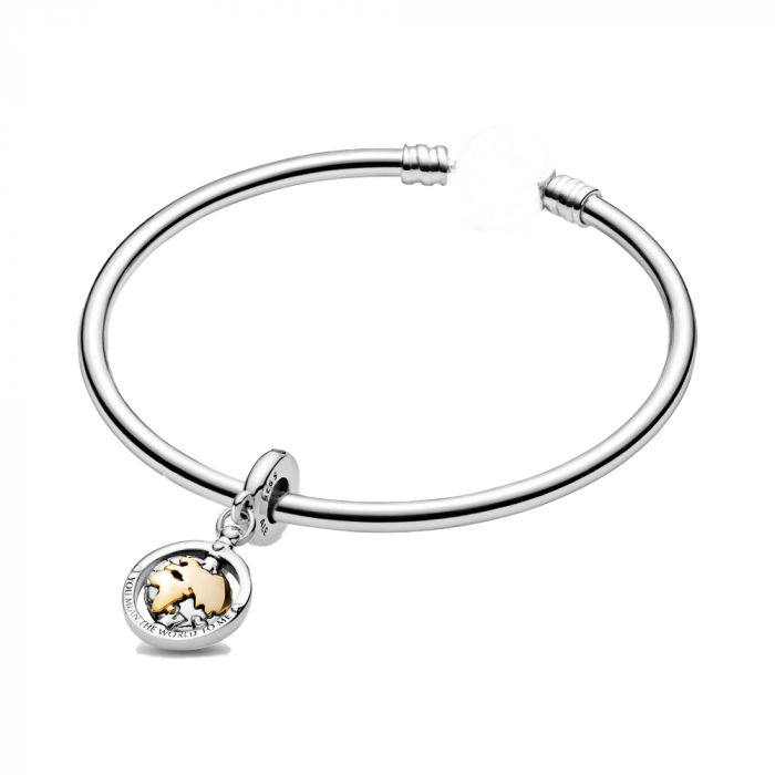 Talisman Argint 925, Charm compatibil Pandora – You mean the world to me, Bijuterii Nadiela [3]