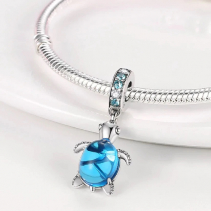Talisman Argint 925, Charm compatibil Pandora – Blue Turtle, Bijuterii Nadiela [2]