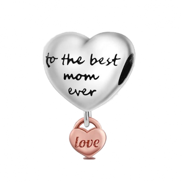 Talisman Argint 925, Charm compatibil Pandora – From Heart to Mom, Bijuterii Nadiela [3]