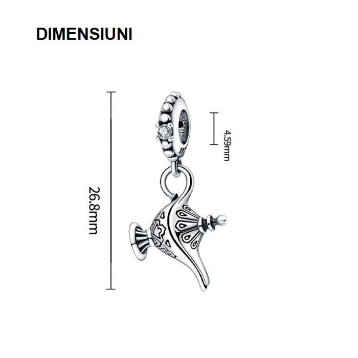 Talisman Argint 925, Charm compatibil Pandora – Lampa lui Aladin, Bijuterii Nadiela [3]