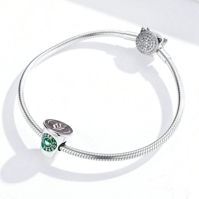 Talisman Argint 925, Charm compatibil Pandora – Coffee Coffee and Coffee, Bijuterii Nadiela [4]