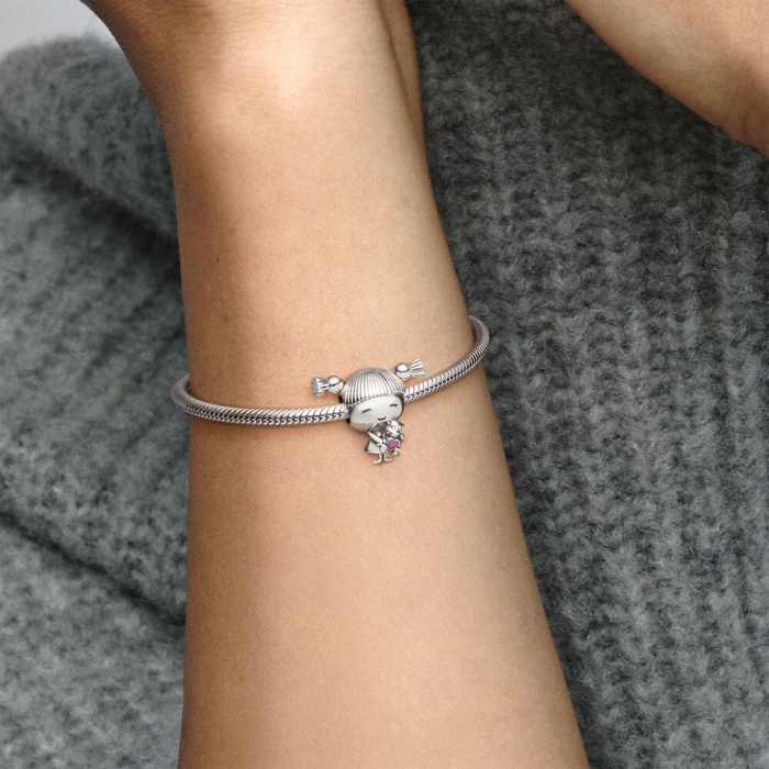 Talisman Argint 925, Charm compatibil Pandora – Fetita cu ursulet, Bijuterii Nadiela [2]