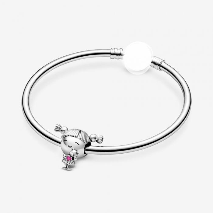 Talisman Argint 925, Charm compatibil Pandora – Fetita cu ursulet, Bijuterii Nadiela [3]