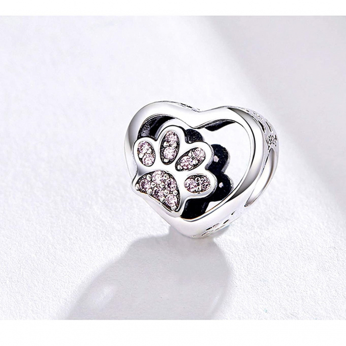 Talisman Argint 925, Charm compatibil Pandora – Heart of my dog, Bijuterii Nadiela [2]