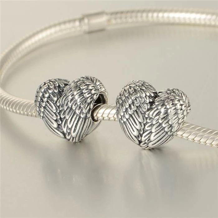 Talisman Argint 925, Charm compatibil Pandora – Heart under wings, Bijuterii Nadiela [4]