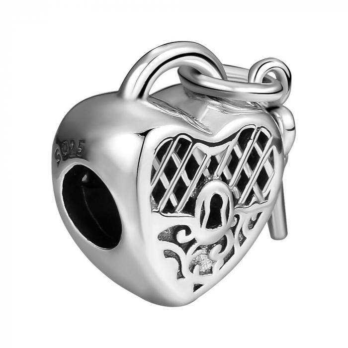 Talisman Argint 925, Charm compatibil Pandora – Key of the heart, Bijuterii Nadiela [3]