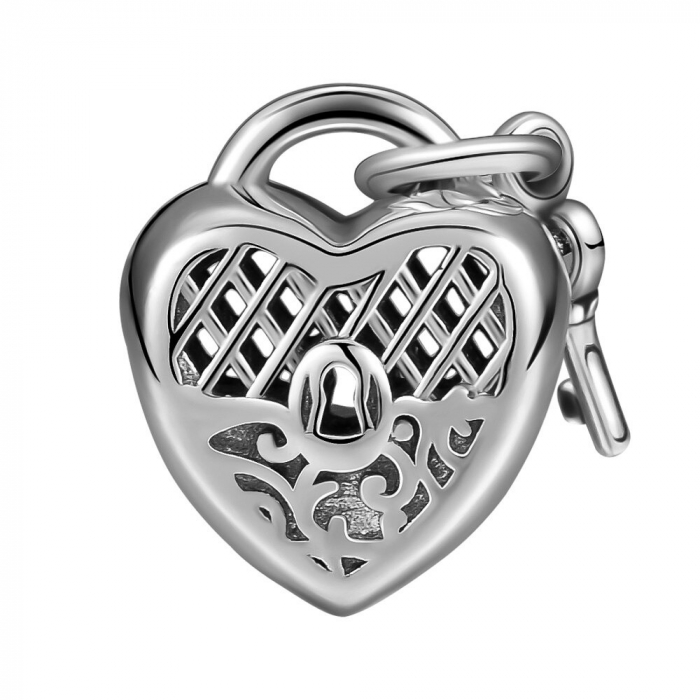 Talisman Argint 925, Charm compatibil Pandora – Key of the heart, Bijuterii Nadiela [2]