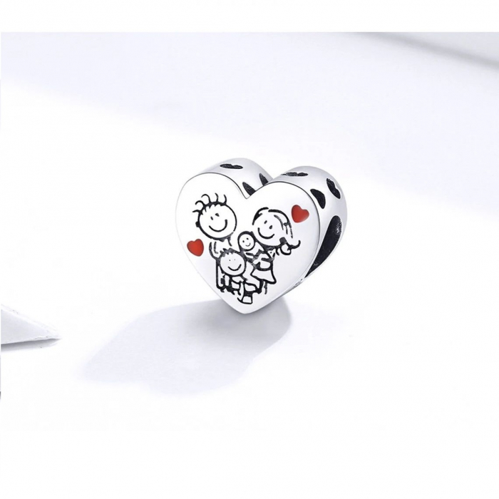 Talisman Argint 925, Charm compatibil Pandora – Our family, Bijuterii Nadiela [4]