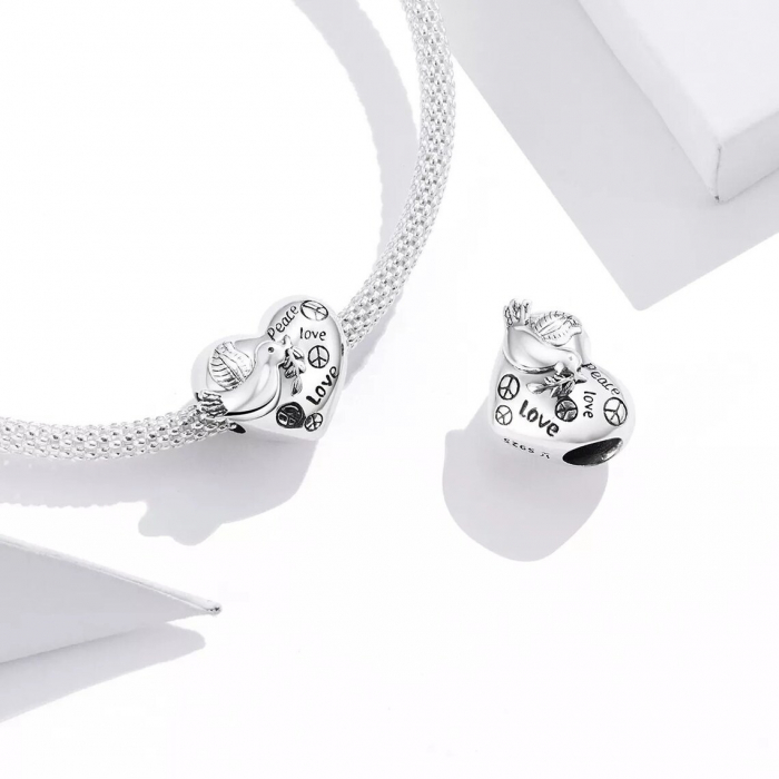 Talisman Argint 925, Charm compatibil Pandora – Simbolul pacii, Bijuterii Nadiela [3]