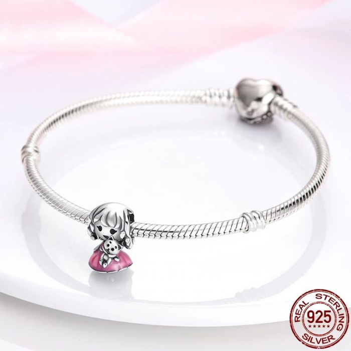Talisman Argint 925, Charm compatibil Pandora – Fetita cu pisicuta, Bijuterii Nadiela [3]