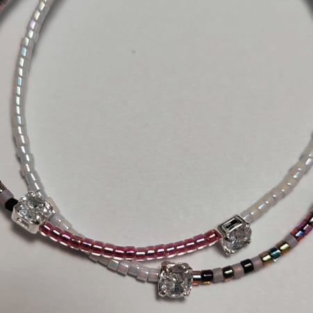 Bratara Reglabila Dubla Nadiela WINE - Margele Miyuki, Toho si Link-uri din Argint cu Zirconiu [2]