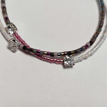 Bratara Reglabila Dubla Nadiela WINE - Margele Miyuki, Toho si Link-uri din Argint cu Zirconiu [3]