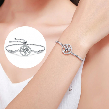Bratara din Argint 925 Tenis reglabila 17 - 24 cm – Copacul vietii, Bijuterii Nadiela [1]