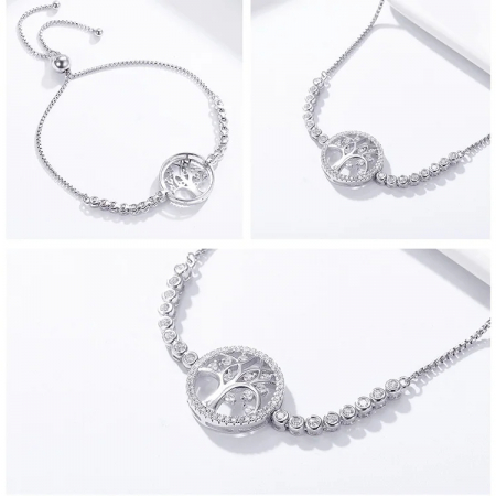 Bratara din Argint 925 Tenis reglabila 17 - 24 cm – Copacul vietii, Bijuterii Nadiela [4]