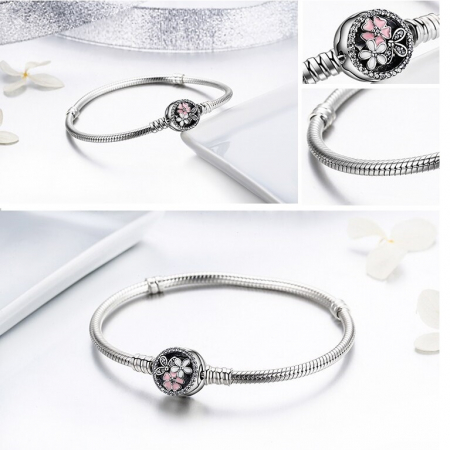 Bratara pentru talismane compatibile Pandora din Argint 925 – Poetic Blooms 19 cm, Bijuterii Nadiela [3]