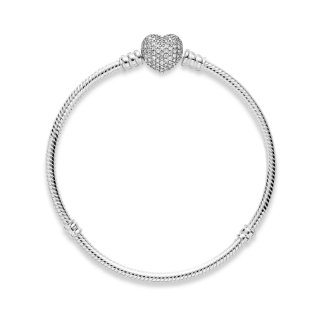 Bratara pentru talismane compatibile Pandora din Argint 925 – Sparkling heart 17 cm, Bijuterii Nadiela [2]