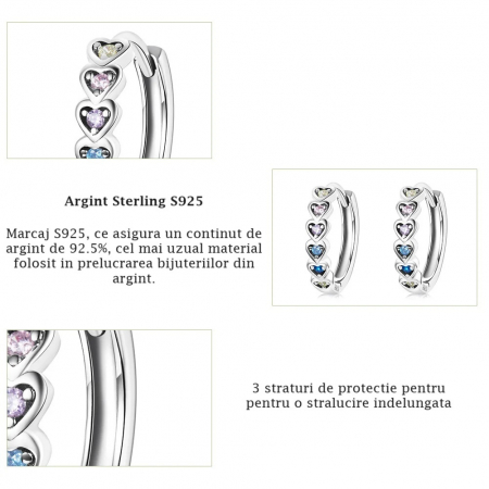 Cercei Argint 925 – Inimi Curcubeu, Bijuterii Nadiela [5]