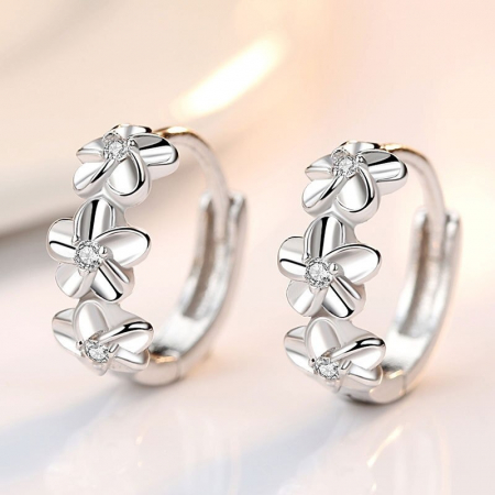 Cercei Argint 925 – Flower Hoop, Bijuterii Nadiela [2]