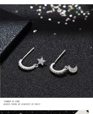 Cercei Argint 925 – Moon and Star, Bijuterii Nadiela [2]