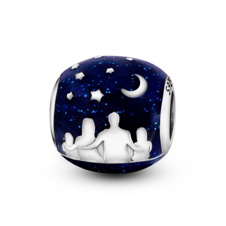 Talismane colorate - Talisman Argint 925, Charm compatibil Pandora – Family and blue sky, Bijuterii Nadiela