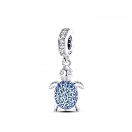 Talismane cu animale - Talisman Argint 925, Charm compatibil Pandora – Broscuta Testoasa Albastra, Bijuterii Nadiela