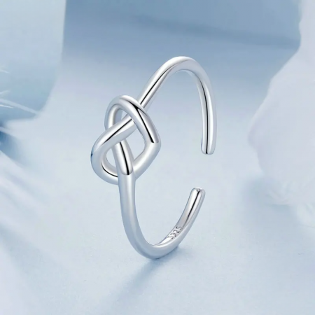 Inel reglabil din Argint 925 - Crossed heart [1]