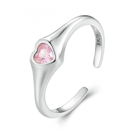 Inele - Bijuterii Nadiela, Inel reglabil din Argint 925 - Pink Heart