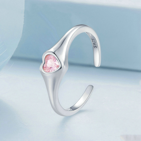 Bijuterii Nadiela, Inel reglabil din Argint 925 - Pink Heart [6]