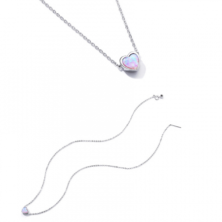 Bijuterii Nadiela, Lantisor din argint 925 - Inima colorata [4]