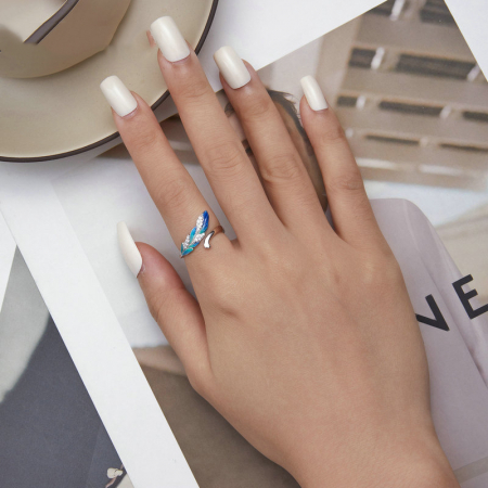 Bijuterii Nadiela, Inel reglabil din Argint 925 - Feather [2]