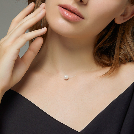 Bijuterii Nadiela, Lantisor invizibil cu Pandantiv din Argint 925 - Perluta [3]