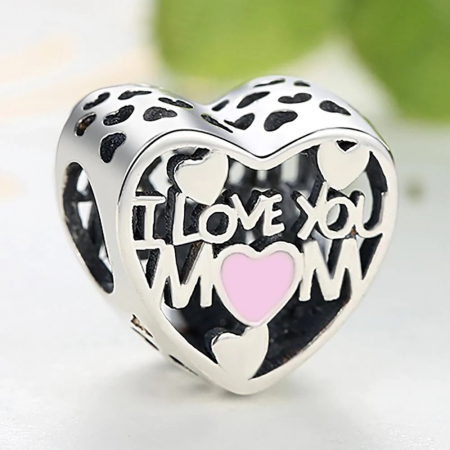 Talisman Argint 925, Charm compatibil Pandora – I love you mom, Bijuterii Nadiela [3]